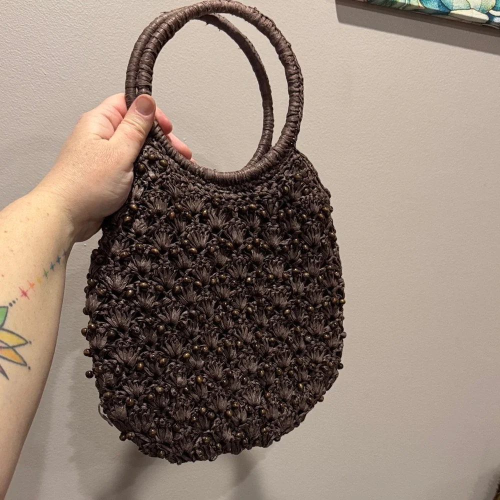 LOFT Dark Brown Handcrafted hand Bag